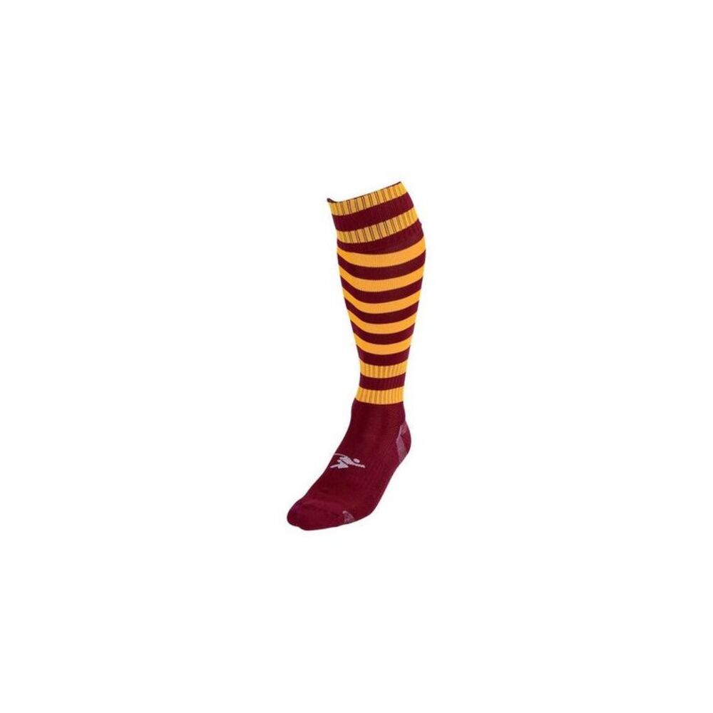 Precision Unisex Adult Pro Hooped Football Socks / Maroon/Amber Glow